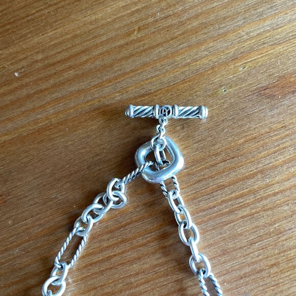 VTG David Yurman Figaro Chain Silver and Gold Pearl Necklace - 36 inches - Picture 7 of 16